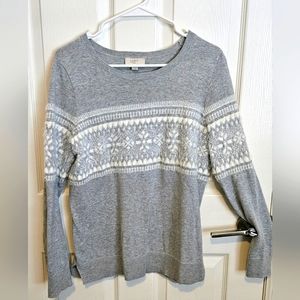 LOFT | Gray patterned sweater